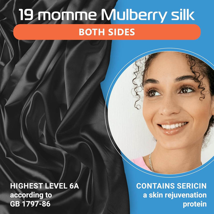 19 momme Mulberry silk fabric with a model showcasing its skin benefits and luxurious feel.
