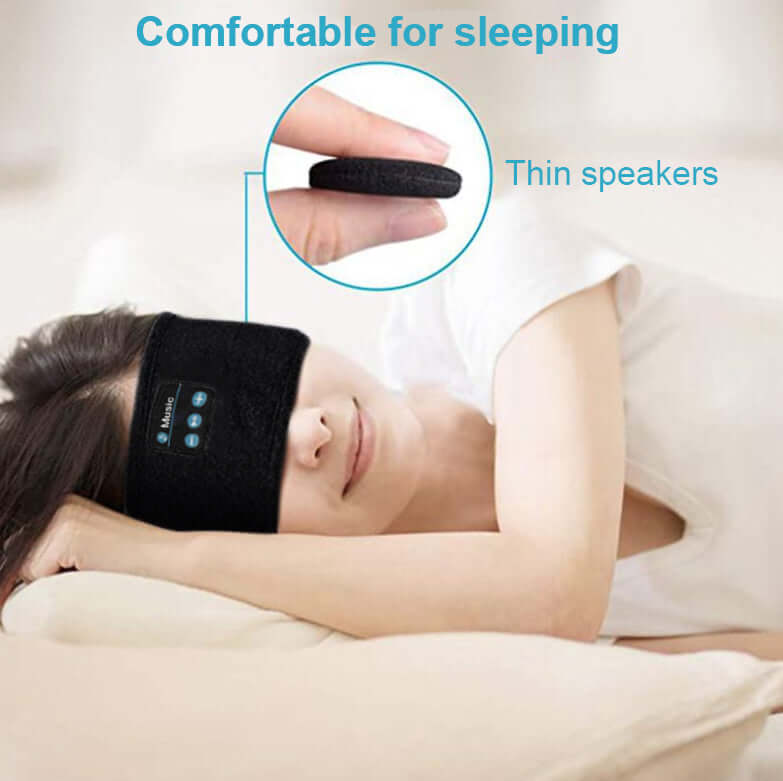 Bluetooth sleeping headphones with thin speakers, designed for comfort during sleep.