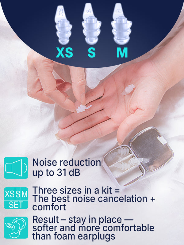 Kokon Universe Noise Reducing Sleeping Earplugs 3 prs XS/S/M 31 dB - Quietstore™