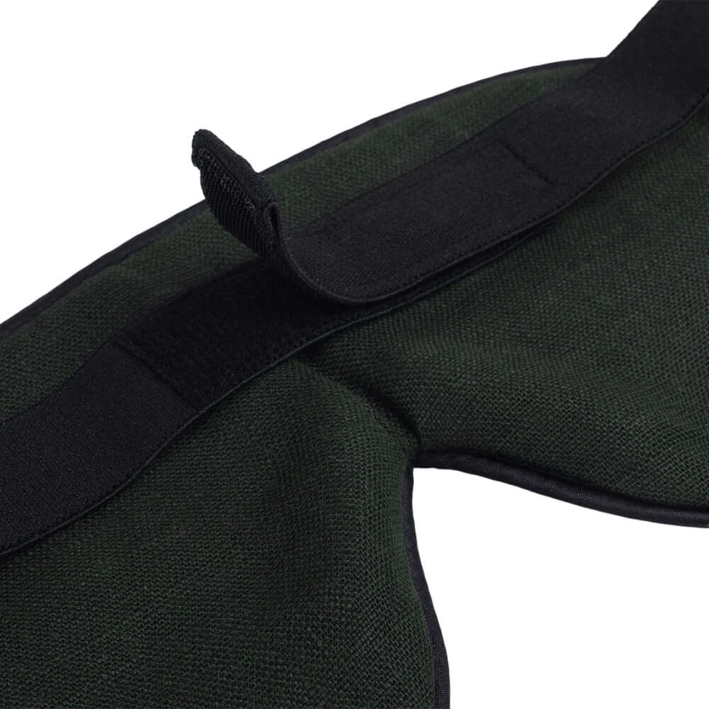 Close-up of Quietstore non-slip strap linen sleep mask showcasing adjustable strap and soft fabric for comfort.