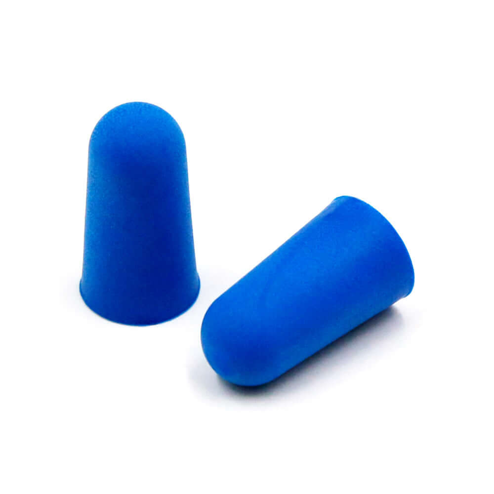 Blue foam sleeping earplugs, ultra-soft, high noise reduction of 38 dB, perfect for comfortable family use.