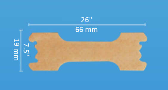 Nasal strip dimensions 26 inches long, 7.5 inches wide, and 19 mm height for regulating airflow.