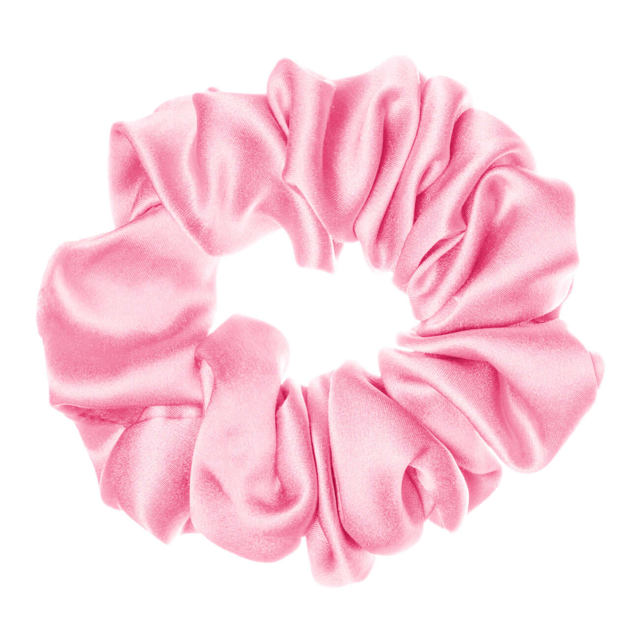 Pure Mulberry Silk Scrunchie in pink, made from 100% silk, high elasticity, perfect for various hairstyles.