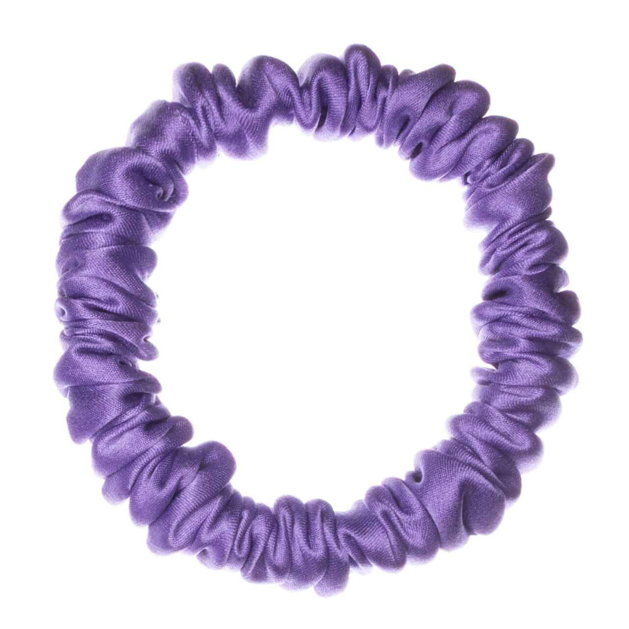 Pure Mulberry silk scrunchie in lavender color, high elasticity, gentle on hair, perfect for various hairstyles.