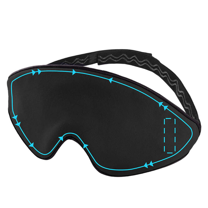 Quietstore 3.0 non-slip cotton sleep mask showcasing design with elastic strap, ideal for enhancing REM sleep.