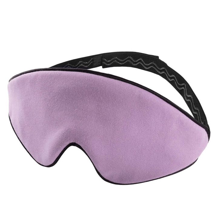 Quietstore 3.0 Cotton Sleep Mask in lavender with non-slip strap for maximum comfort and light blocking.
