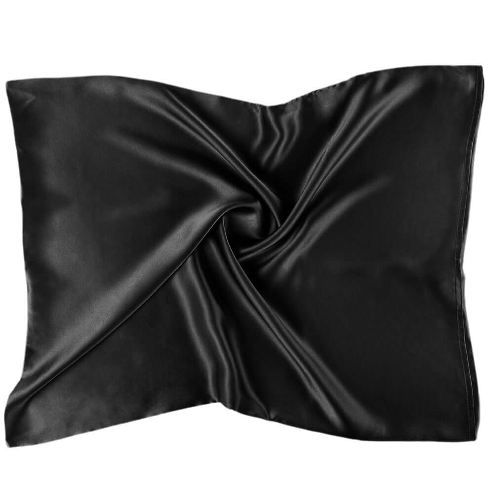 Quietstore black mulberry silk pillowcase for hair and skin, 20x26 inches, smooth and luxurious texture.