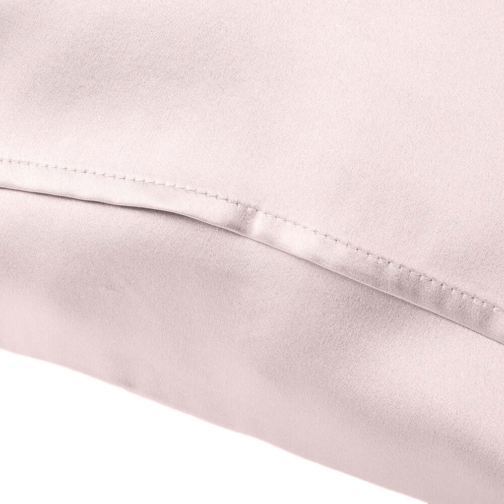 Close-up of a Quietstore Mulberry Silk Pillowcase, showcasing its smooth texture and elegant finish.