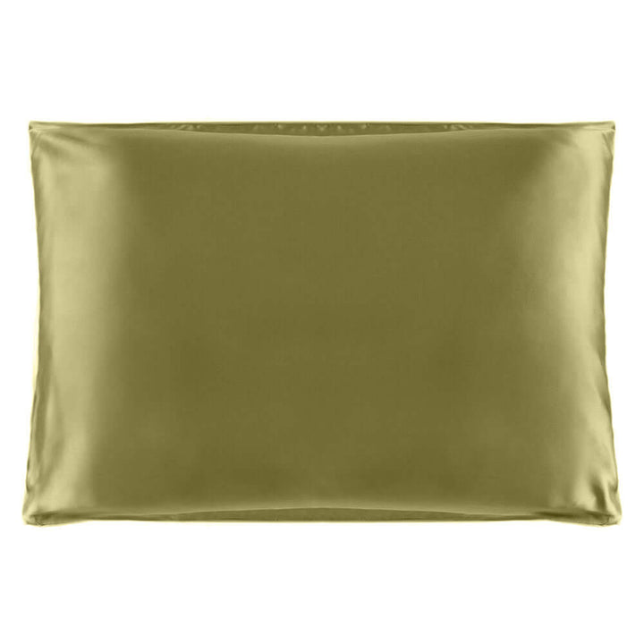 Quietstore Mulberry Silk Pillowcase in olive green, 20x26 inches, designed for hair and skin rejuvenation.