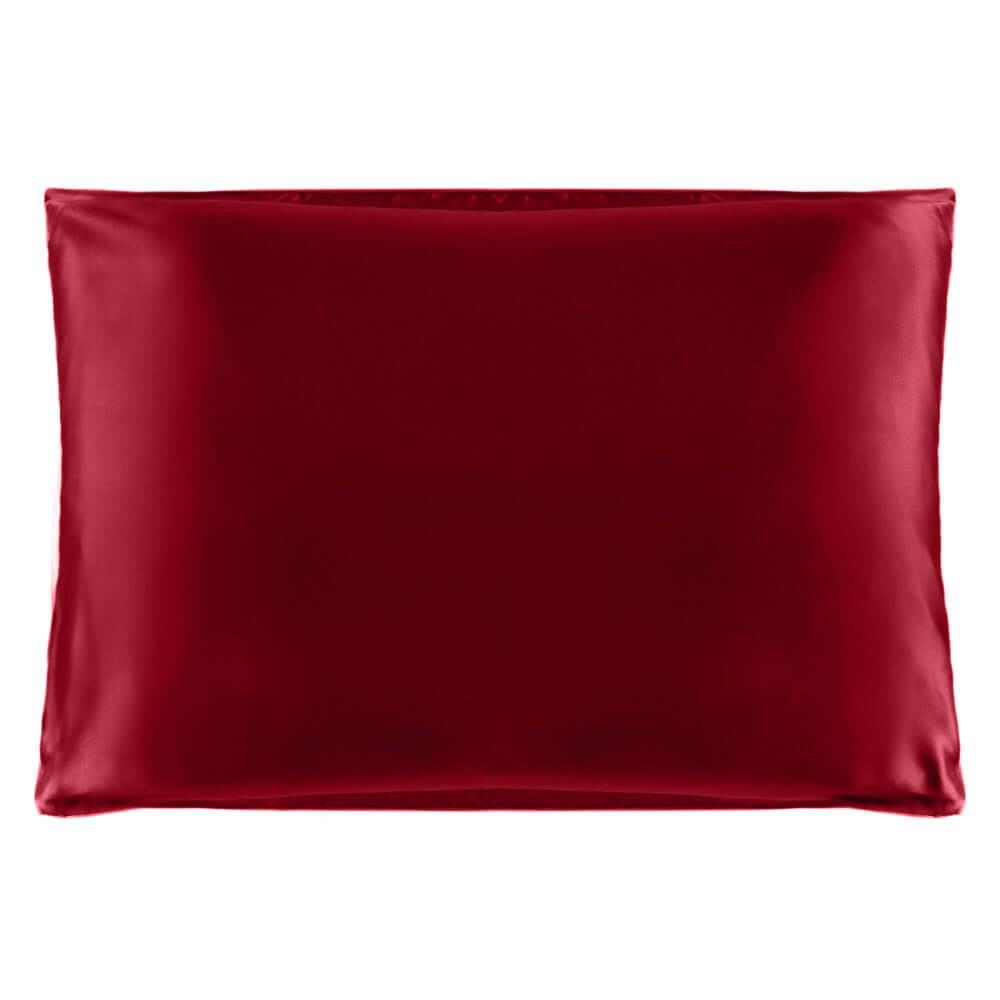 Red mulberry silk pillowcase for hair and skin, 20"x26" for rejuvenating facial skin.