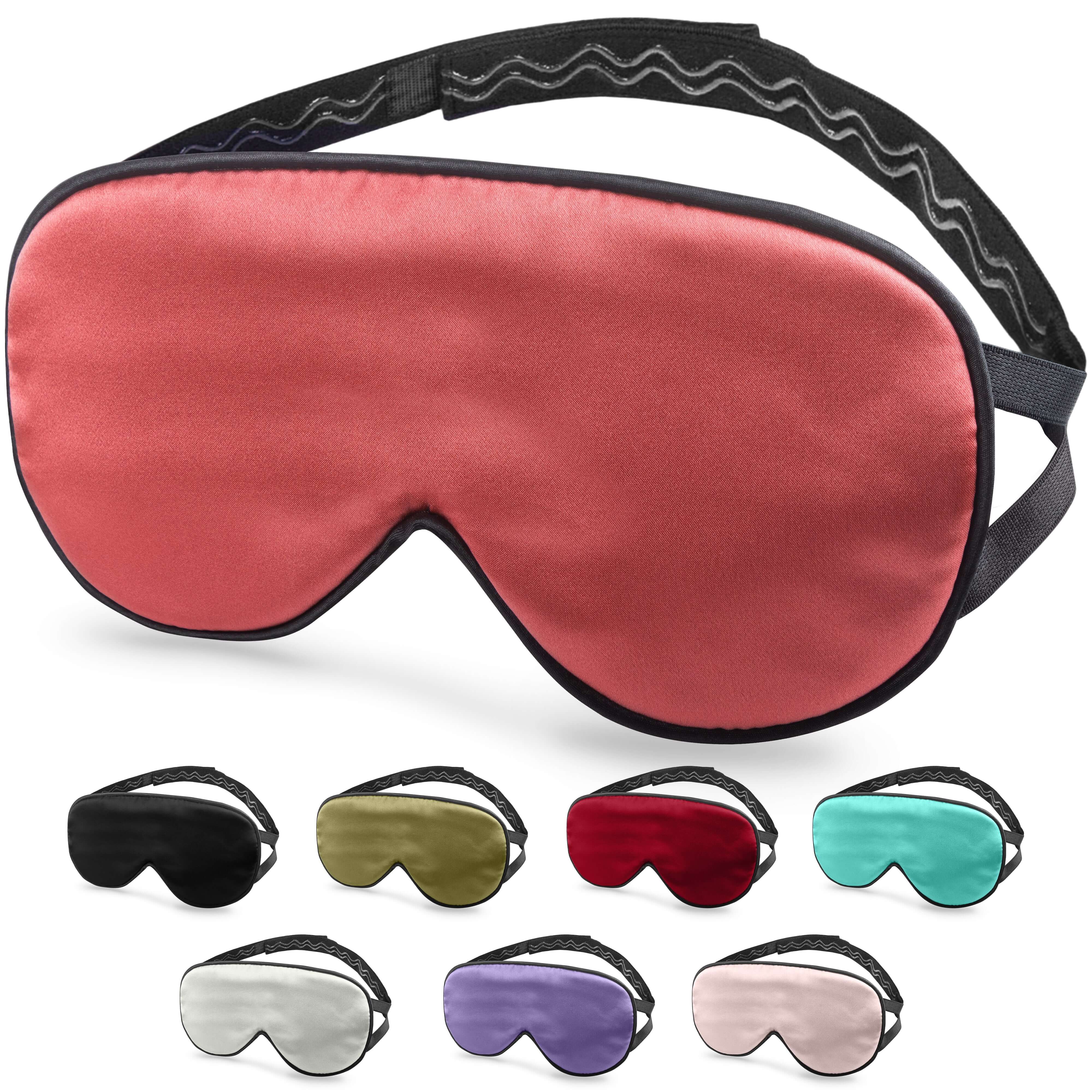Quietstore silk sleep mask for men and women in various colors with non-slip strap for ultimate comfort.