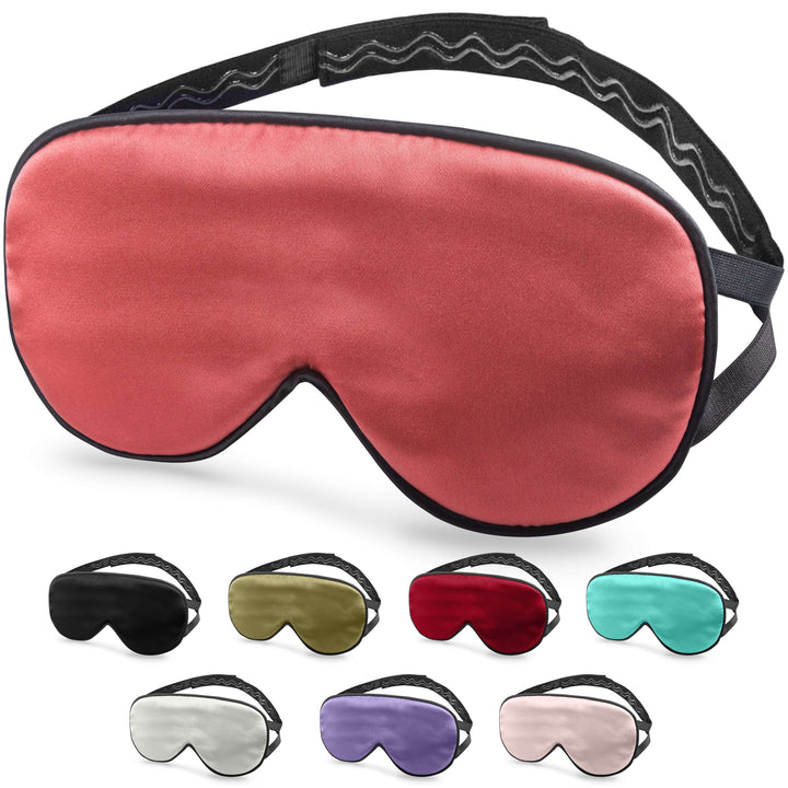 Quietstore silk sleep mask for men and women in various colors with non-slip strap for ultimate comfort.