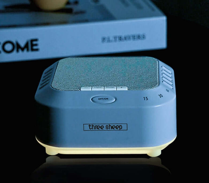 Three Sheep S3-2022 white noise sound machine emitting calming sounds for better sleep and relaxation.