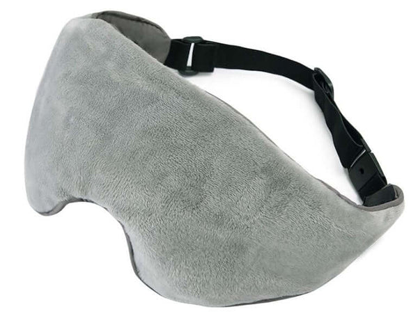 Soft gray weighted sleep mask designed to enhance relaxation and improve sleep quality.
