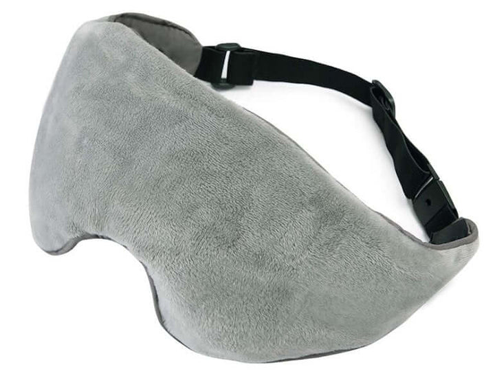 Soft gray weighted sleep mask designed to enhance relaxation and improve sleep quality.